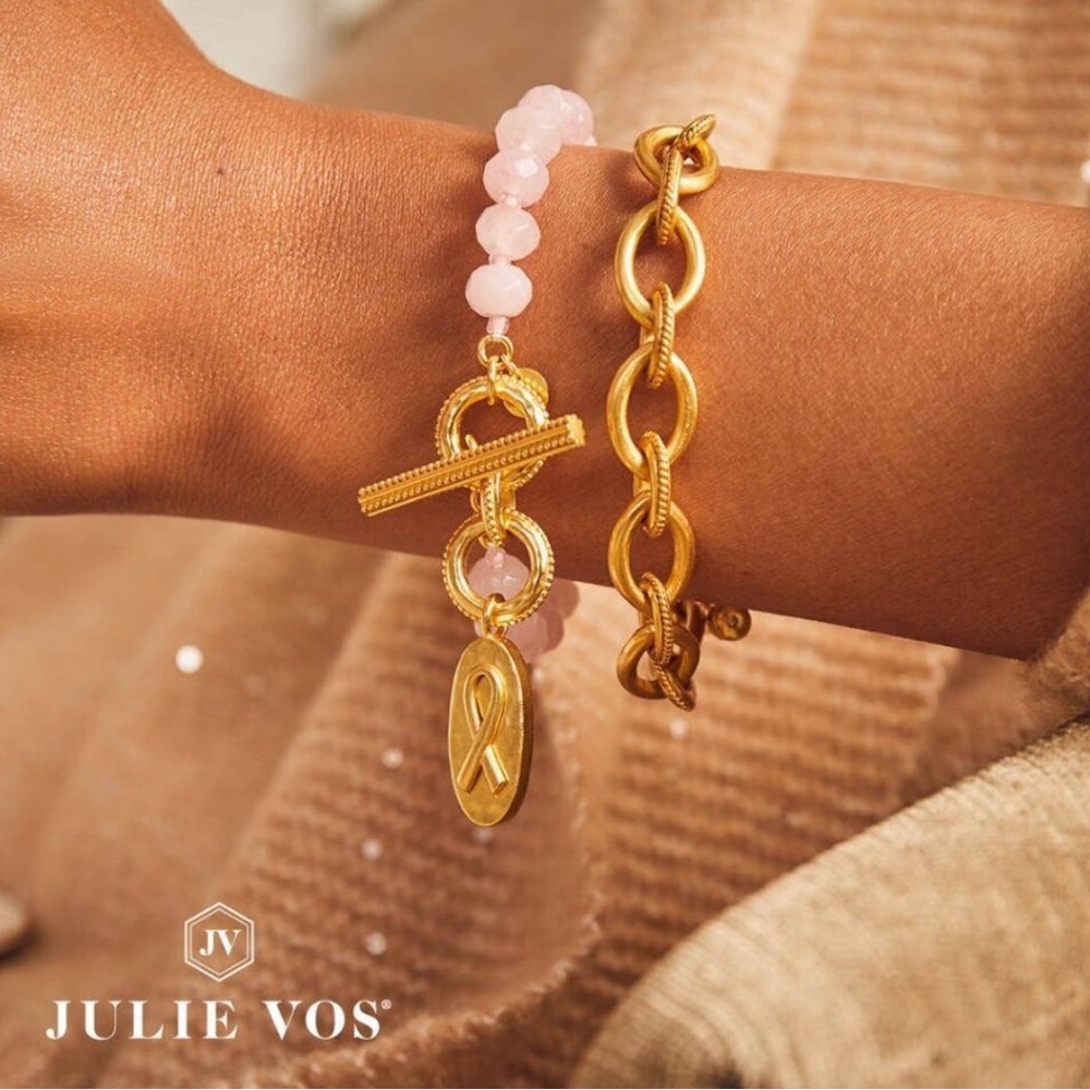 Julie Vos The Pink Quartz Bracelet, 24k gold- brand new! Includes dust bag!